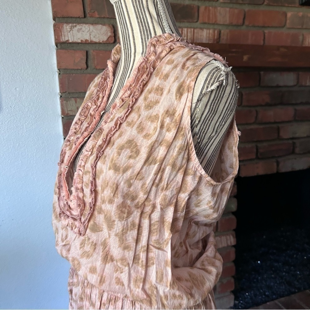 Lola Austrailia Pink Leopard Print Sleeveless Cotton Dress Sz S - Picture 6 of 8